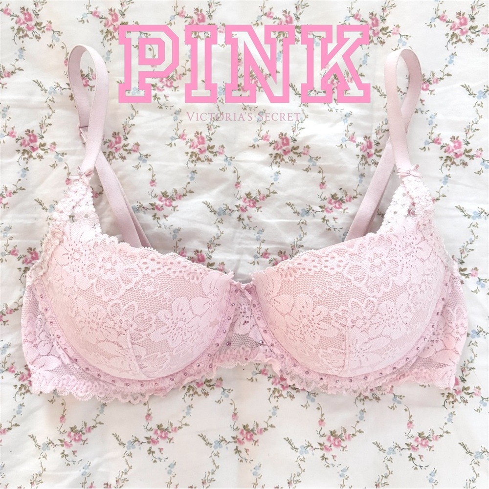 Victoria’s Secret PINK wink lace lightly lined balconette demi bra